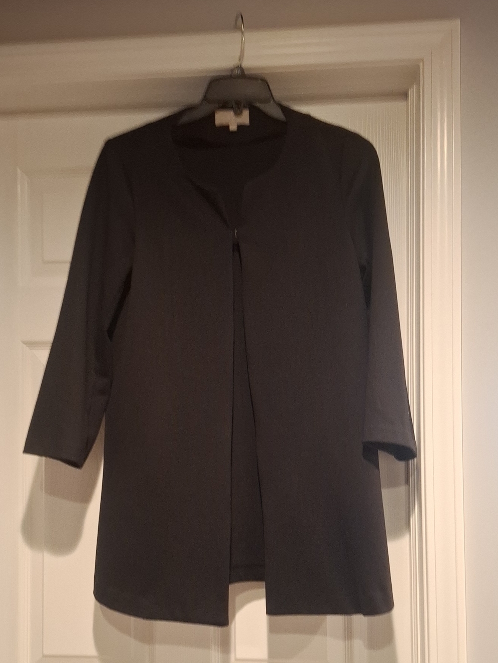 Classic Women's Black Open-Front Coat Jacket